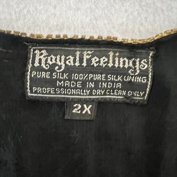 Royal Feelings Blouse Women 2X Sequined Beaded Abstract Graphic Vtg 80s Silk - Picture 9 of 13